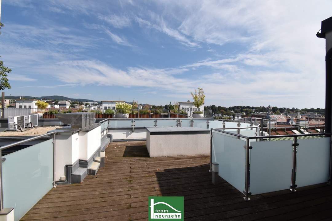 "Eingebettet in den Wolken" .... Traumhafte DG-Wohnung mit riesigen Fernblick-Terrassen im begehrten 18.Bezirk inkl. 2 Stellplätzen