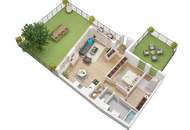 Schöne Familienwohnung mit Terrasse und großer Gartenfläche (T 1.3 / EG)