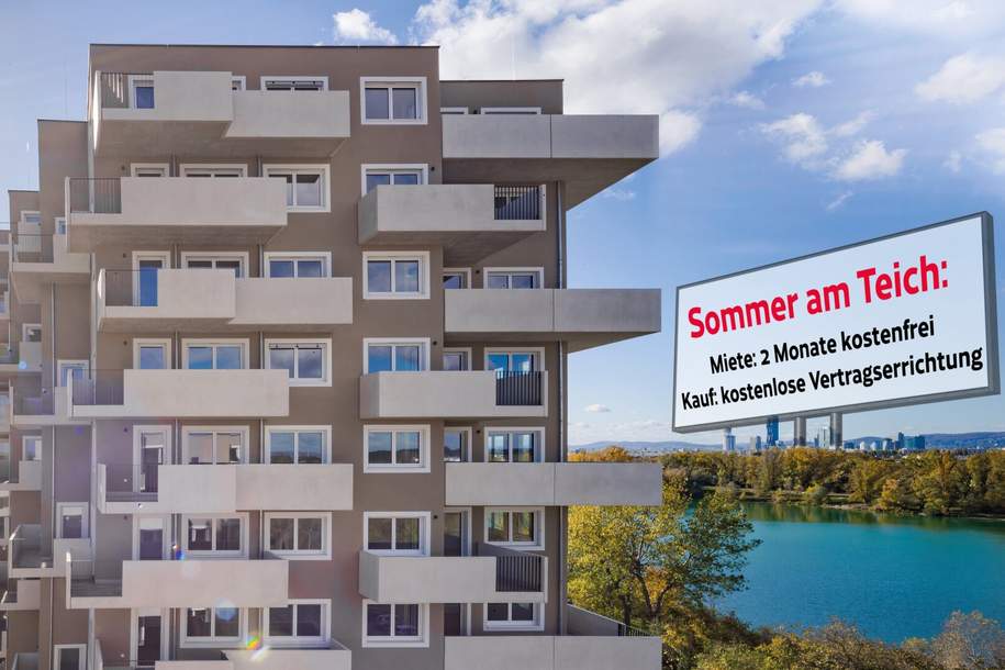Sommer am Teich - im Leo am Teich - jetzt mieten, später kaufen und 2 Monate MIETFREI wohnen! *), Wohnung-miete, 938,49,€, 1220 Wien 22., Donaustadt