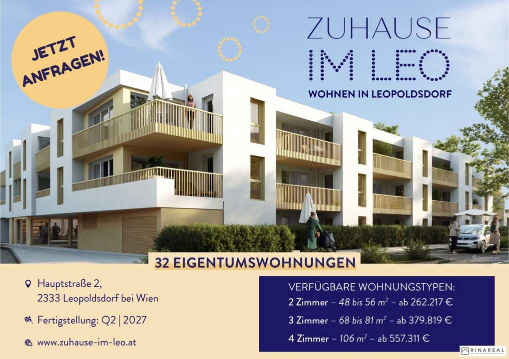 FÜR ANLEGER // Zuhause IM LEO | Schöne 1 Zimmer Gartenwohnung mit Terrasse | Tiefgarage im Gebäude | Hauptstraße | Frühjahr 2027 | Top 6-7