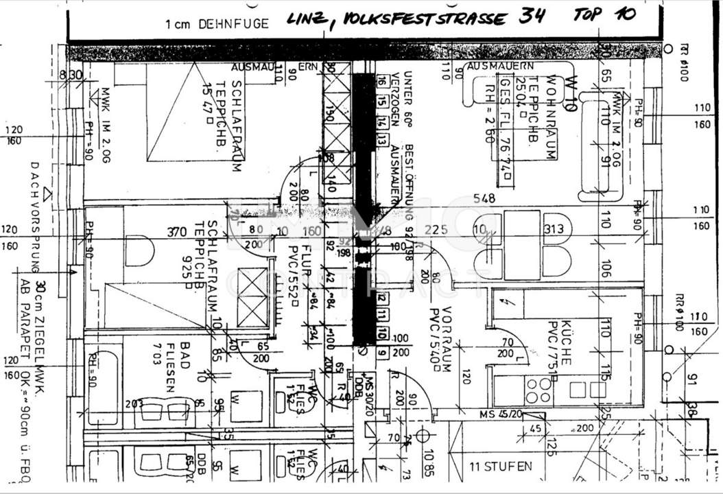 **Ab sofort** Sonnige 3-Zimmer Wohnung mit Dachterrasse in der Volksfeststrasse 34 - Top 10