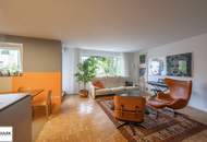 Architektenwohnung in Gersthof – 3 Zimmer im 1. Stock mit eigenem Garten, Terrasse und Loggia, Lift, offener Kamin, hochwertigster Ausstattung