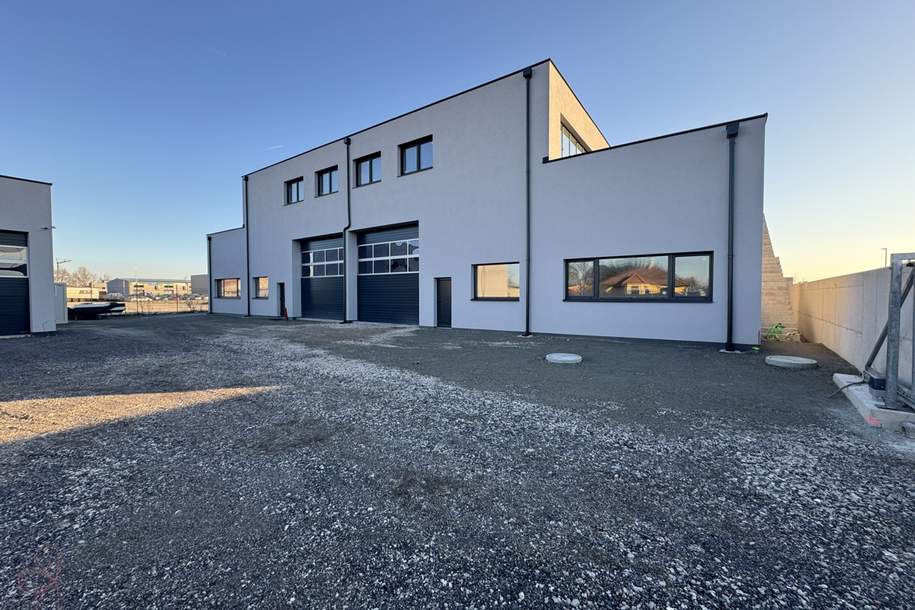 Flexible Lagerhalle mit Wohn-/Büroeinheiten und großem Freiflächenpotenzial – Unterwaltersdorf / Ebreichsdorf, Gewerbeobjekt-miete, 4.449,00,€, 2442 Baden