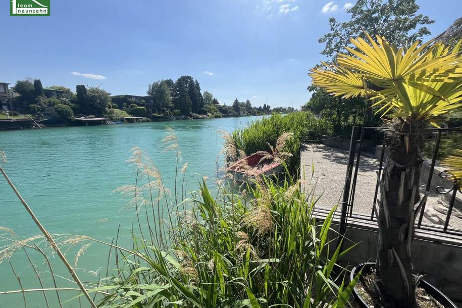 RUHIGES WOHNEN AM WASSER! Bungalow mit Blick ins Grüne mit direktem Badezugang! Erholung pur! Möbliert!, Haus-kauf, 279.500,€, 2301 Gänserndorf