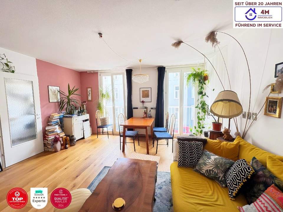 Strahlendes Wohnzimmer, entspanntes Schlafzimmer 56m² Wohlfühlwohnung