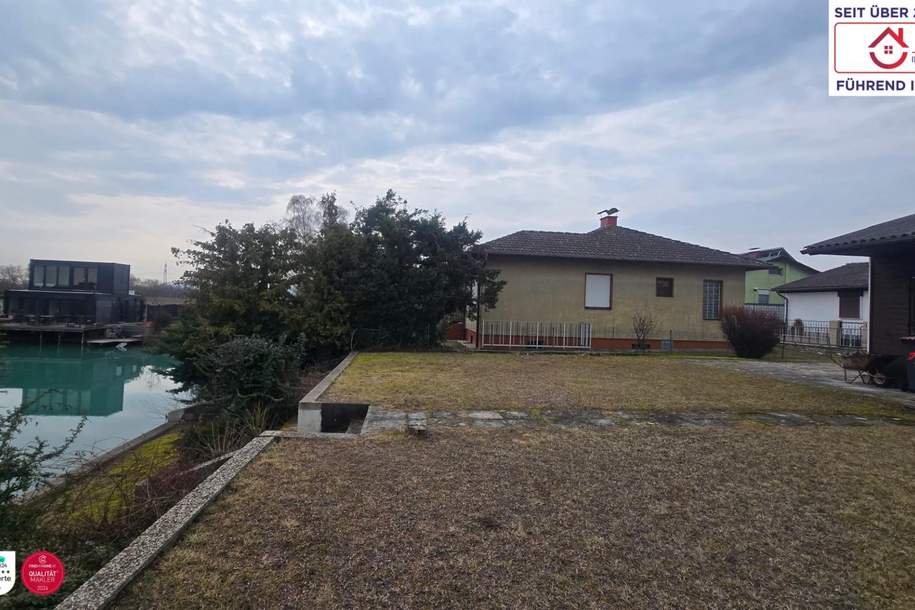 *RESERVIERT*Seegrundstück mit eigenem Steg - machen Sie es zu Ihrem Wohntraum! (aktuell mit kleinem Gartenhäuschen), Grund und Boden-kauf, 239.000,€, 2434 Bruck an der Leitha