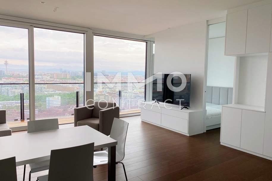TrIIIple - ALL INCLUSIVE! 24. Stock - möbliertes Apartment in Wien - Modern, luxuriös, zentral, Wohnung-miete, 1.850,00,€, 1030 Wien 3., Landstraße