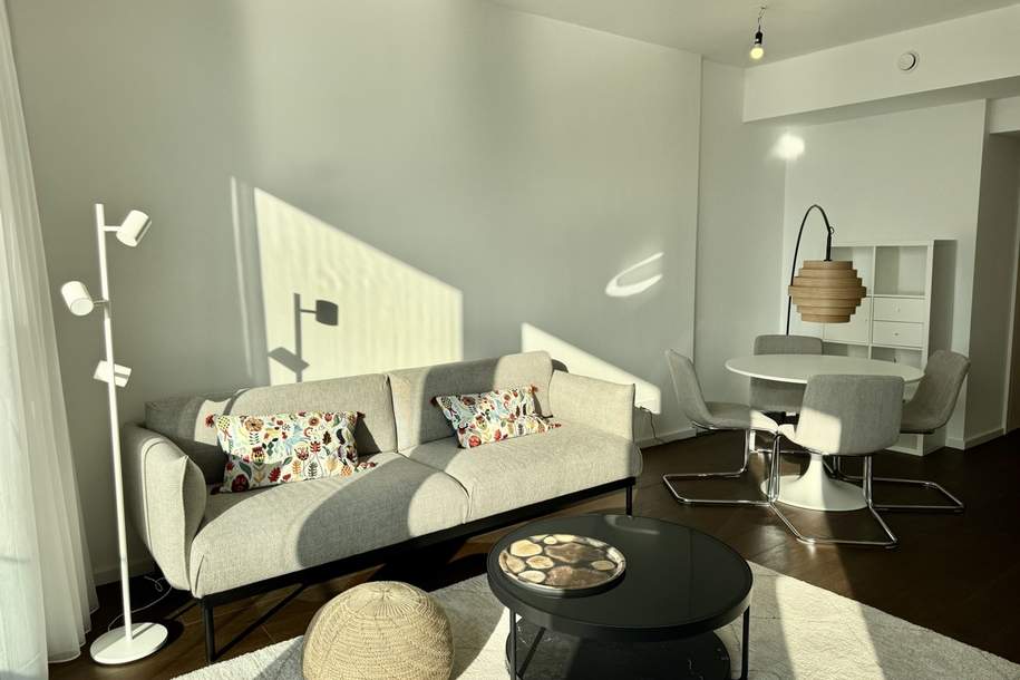 42. Etage: Möbliert - Gym, Pool und Wellnes: Den schönsten Ausblick mit Sonneuntergang auf Kahlenberg, Wohnung-miete, 2.150,00,€, 1220 Wien 22., Donaustadt