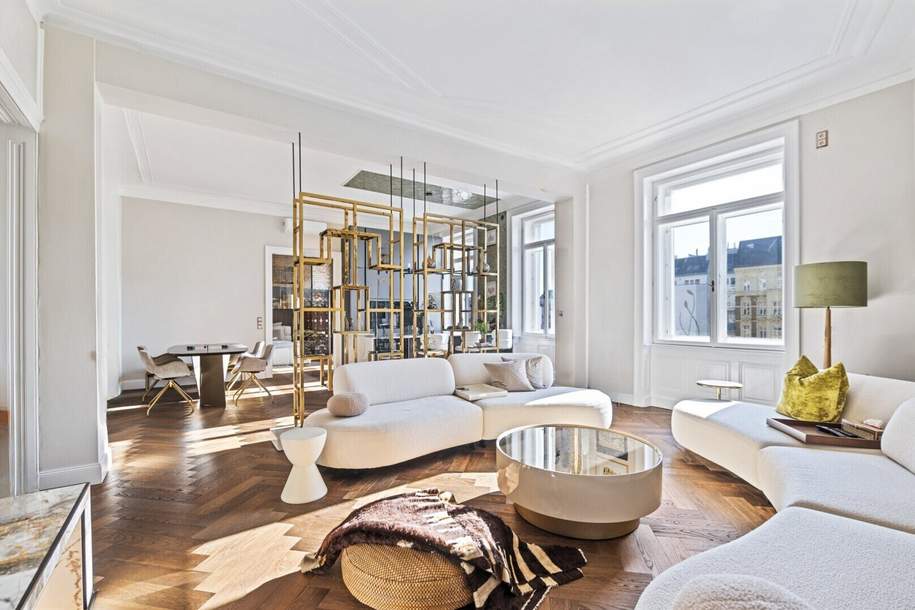 Altbau in Perfektion - Vollständig saniertes Altbaujuwel am Naschmarkt | 167 m² Eleganz mit Parkblick, Wohnung-kauf, 1.890.000,€, 1060 Wien 6., Mariahilf