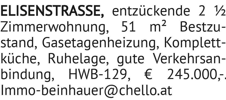 Entzückende 2 ½ Zimmerwohnung, 51 m² Bestzustand, Gasetagenheizung, Komplettküche, Ruhel