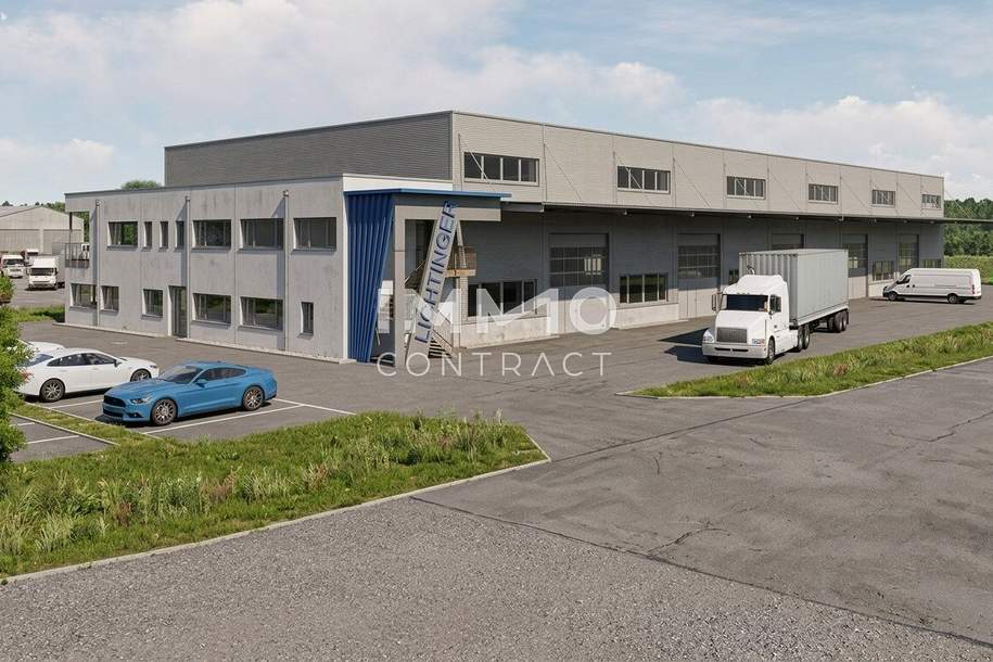 Neue moderne Produktions- und oder Lagerhalle mit Bürotrakt in bester Lage von St. Valentin, Gewerbeobjekt-miete, 7,50,€, 4300 Amstetten