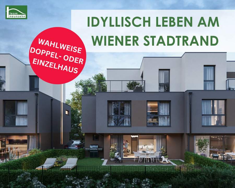 Modernes Wohnen mit Stil – Doppelhaus und Einfamilienhaus in Wien-Donaustadt!