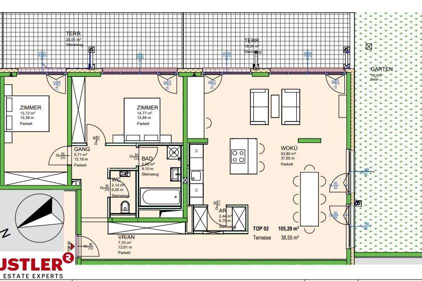 Provisionsfrei! | Traumhafte Familienwohnung mit 155m², Garten & Terrasse beim Marchfeldkanal, Wohnung-kauf, 602.000,€, 1210 Wien 21., Floridsdorf