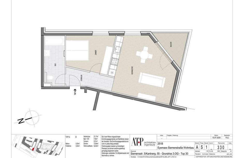 Moderne 2-Zimmer Balkon Wohnung in unmittelbarer Nähe zur SCN, Wohnung-miete, 953,68,€, 1210 Wien 21., Floridsdorf