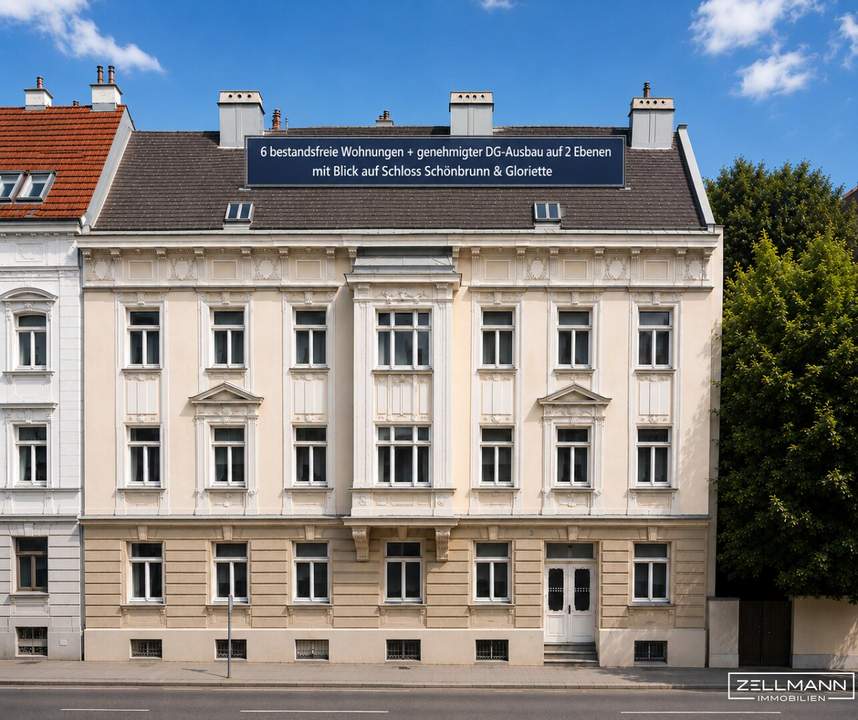 NÄHE SCHLOSS SCHÖNBRUNN | bestandasfreies Zinshaus mit 6 Wohneinheiten + genehmigter DG Ausbau auf 2 Ebenen | Top Lage Alt-Penzing | ZELLMANN IMMOBILIEN