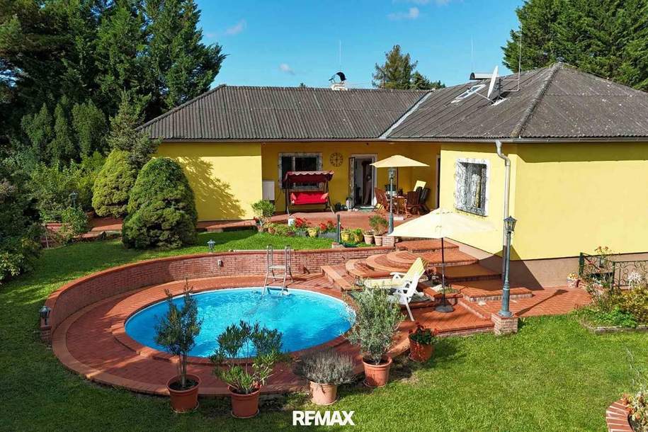 Licht, Luft und Freiheit: Bungalow mit großem 1.622 m2 Garten und Pool, Haus-kauf, 595.000,€, 2231 Gänserndorf