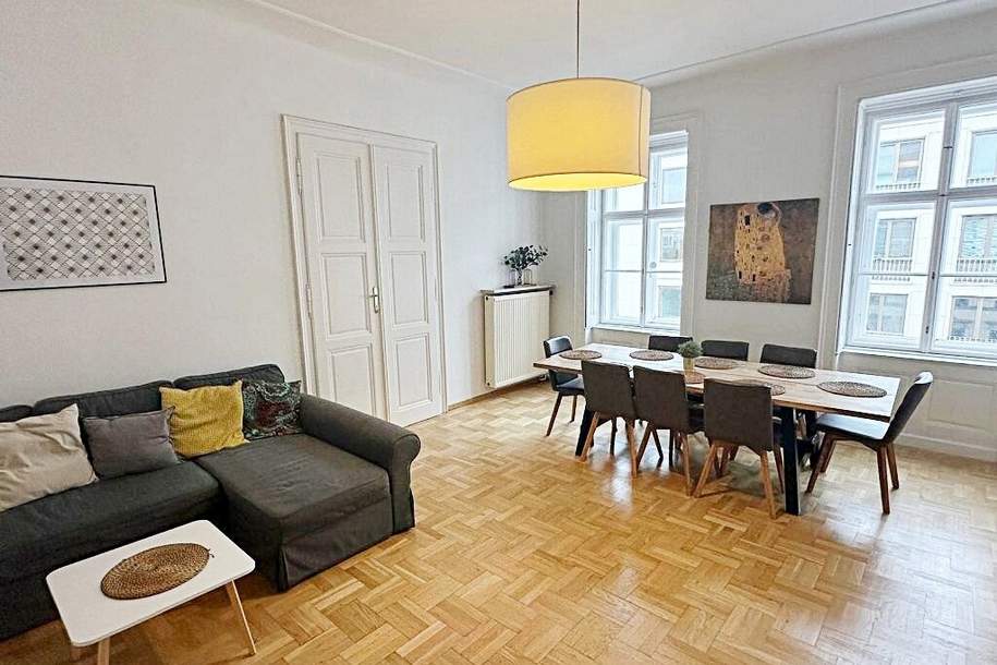 OPERNRING, STAATSOPER, klimatisierte 106 m2 Altbau, 3 Zimmer, Möblierung möglich, Extraküche, 2 Bäder, 4. Liftstock, Wohnung-miete, 3.203,80,€, 1010 Wien 1., Innere Stadt