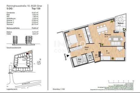 OSTERAKTION= 1.MONAT MIETFREI !!! DIESE 3-ZIMMERWOHNUNG MIT TOPAUSSTATTUNG IM NEUEN REININGHAUS, Wohnung-miete, 1.199,00,€, 8020 Graz(Stadt)