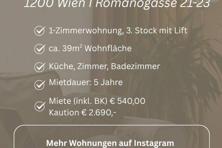 Termin bitte online buchen, Wohnung-miete, 540,00,€, 1200 Wien 20., Brigittenau