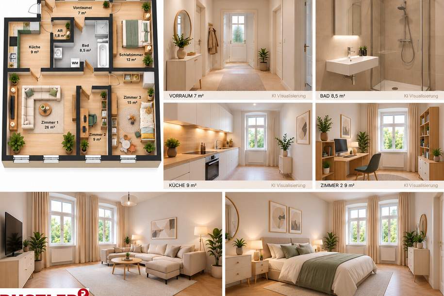 DIE 4, DIE MEHR KANN. - VIEL PLATZ. VIELE MÖGLICHKEITEN. | 90 m² für Ihr nächstes Kapitel!, Wohnung-kauf, 399.000,€, 1210 Wien 21., Floridsdorf