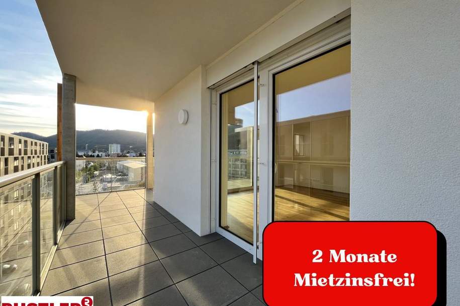 2 MONATE MIETZINSFREI!! - 2-Zimmerwohnung mit großem Balkon - WESTAUSRICHTUNG, Wohnung-miete, 819,62,€, 8020 Graz(Stadt)
