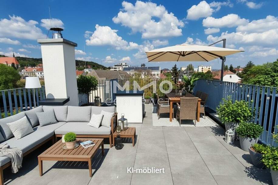 Wohnen auf höchstem Niveau – Einzigartige Dachgeschossresidenz mit Dachterrasse und Panoramablick, Wohnung-kauf, 1.098.000,€, 2340 Mödling