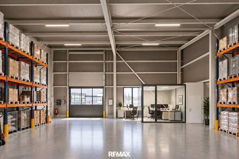 Erstbezug – moderne Gewerbehalle mit hoher Raumhöhe & Ausbaupotenzial, Gewerbeobjekt-miete, 2.348,56,€, 2333 Bruck an der Leitha