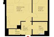 2-Zimmer Dachterrassenwohnung inkl. Komplettküche und Kellerabteil / K2-55