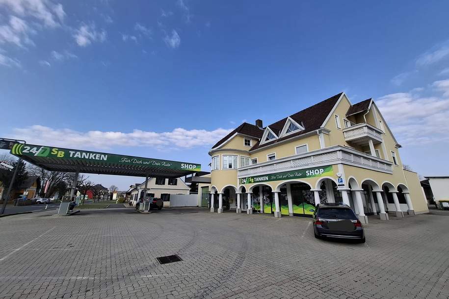 Gebäude mit Lager, großem Grundstück, Tankstelle und Wohnung in bester Lage (Provisionsfrei), Gewerbeobjekt-kauf, 950.000,€, 8421 Leibnitz