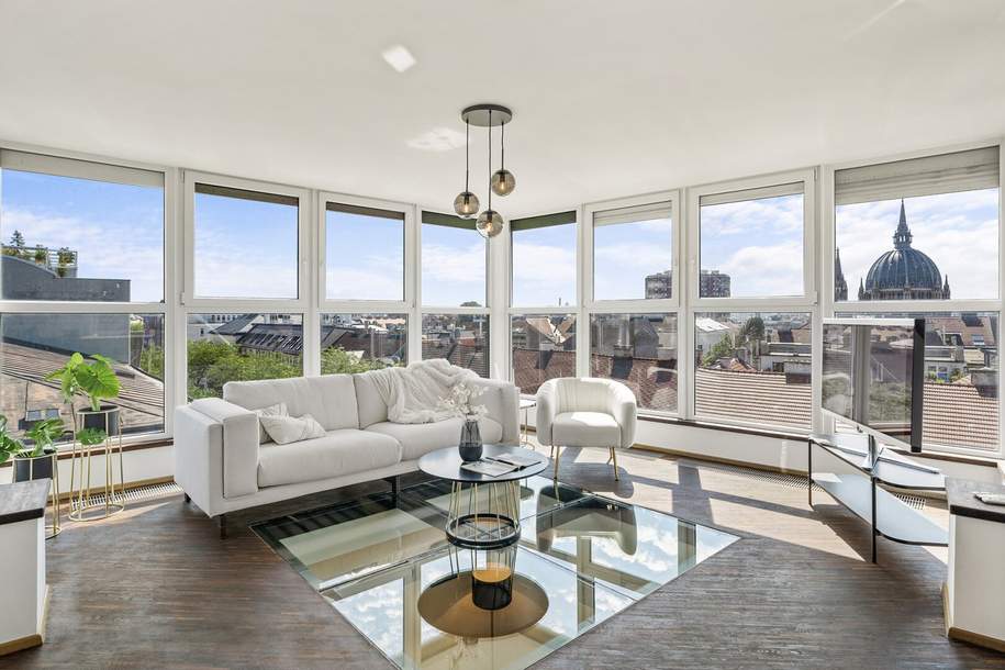 Licht Luft Luxus - Exklusive Dachgeschoss-Maisonette mit Terrassen &amp; 360° Panoramablick, Wohnung-miete, 3.980,00,€, 1150 Wien 15., Rudolfsheim-Fünfhaus