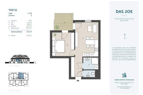 Helle Ruheoase | 2 Zimmer mit Balkon | Loschmidtgasse, Wohnung-kauf, 255.600,€, 1210 Wien 21., Floridsdorf