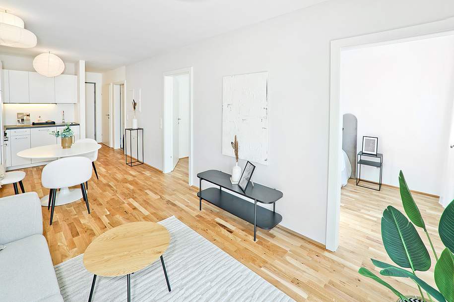 Entspannung pur im eigenen Garten in Hirschstetten! Wunderschöne 2-Zimmer-Wohnung mit Terrasse!, Wohnung-miete, 850,08,€, 1220 Wien 22., Donaustadt