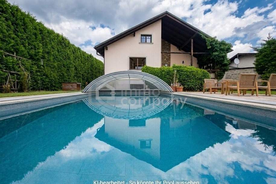 IHR NEUES ZUHAUSE: Charmantes Einfamilienhaus mit 8m Pool, 25m² Terrasse und viel Platz, Haus-kauf, 470.000,€, 2601 Wiener Neustadt(Land)