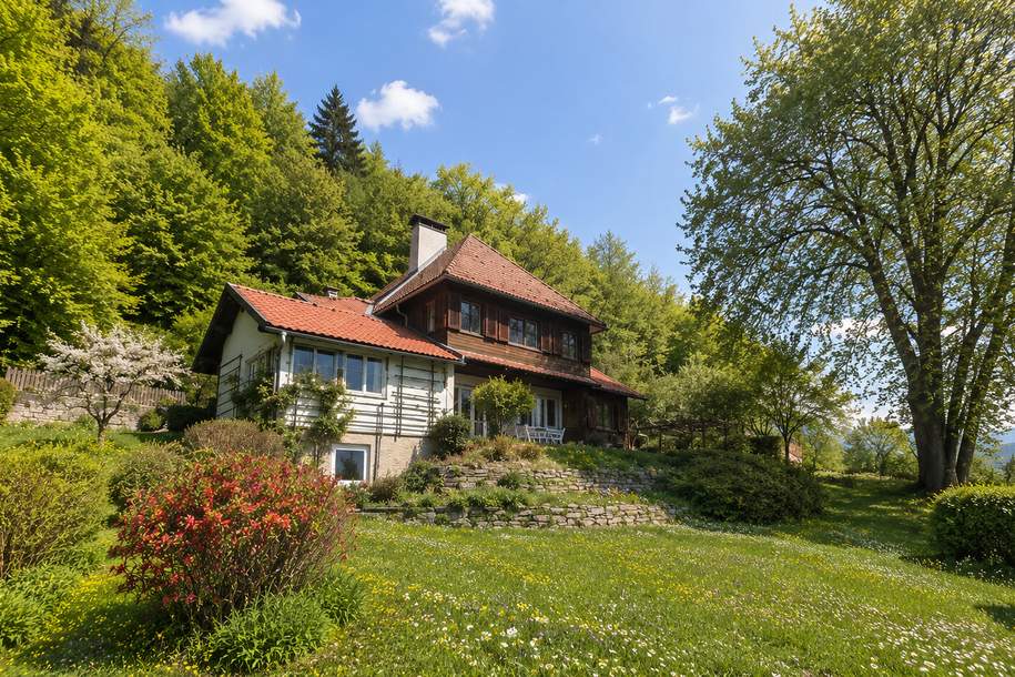 Velden am Wörthersee - Rückzugsort am Waldrand: charmantes Zweifamilienhaus in sonniger Aussichtslage, Haus-kauf, 596.000,€, 9220 Villach Land