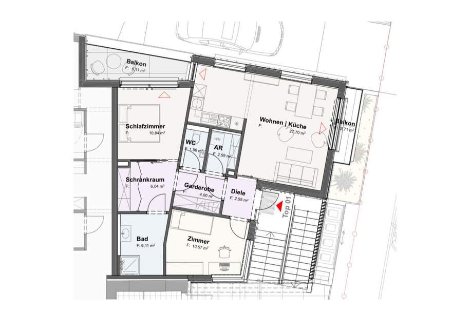 Kreuzbergl - Radetzkystraße: *ERSTBEZUG* 3-Zi-Wo mit Balkon ** Übernahme Frühjahr 2026, Wohnung-miete, 1.545,61,€, 9020 Klagenfurt(Stadt)