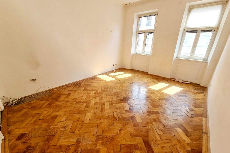 Das Haus trägt Smoking, die Wohnung wartet noch auf ihr Kleid! Renovierungsbedürftige Altbauwohnung mit toller Raumaufteilung + Traumhaft schönes Haus + Perfekte Infrastruktur und Anbindung! Jetzt zugreifen!, Wohnung-kauf, 329.000,€, 1200 Wien 22., Donaustadt