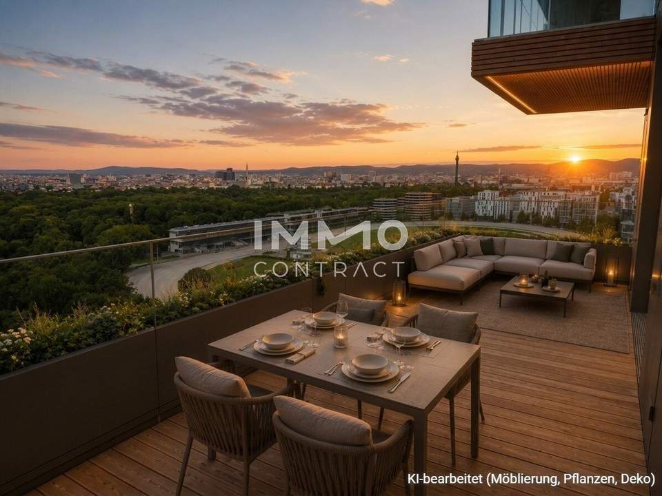 Provisionsfrei &amp; Neu: Sonne, Ausblick über den Prater &amp; die ganze Stadt, Pool, Gym, uvm.