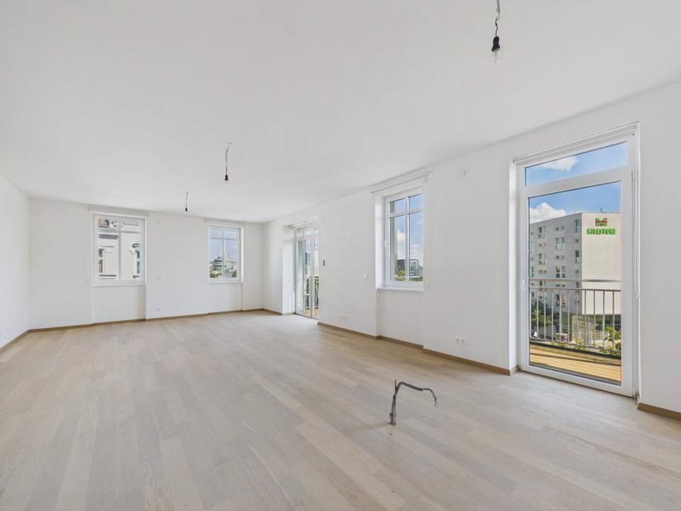 Exklusive 3-Zimmer-Wohnung mit Balkon &amp; Blick auf das Wiener Riesenrad – Direkt an der U2 Messe-Prater optional Garagenplatz