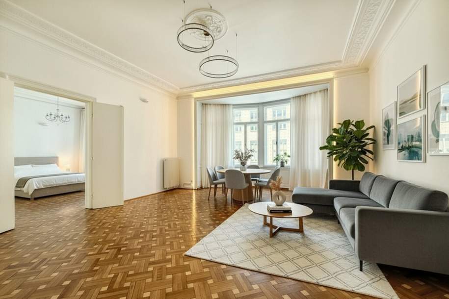 Nähe Stadtpark: Großzügige 137 m² Altbauwohnung mit kleinem Balkon, Wohnung-miete, 2.879,75,€, 1010 Wien 1., Innere Stadt
