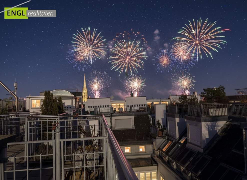 Beste Adresse! Helle Maisonette Wohnung mit Balkon, Wintergarten und Terrasse mit Blick zum Stephansdom