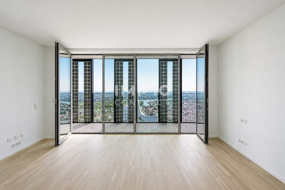 Erstbezug Studio mit Weitblick: 10sqm Loggia - 40. Etage - U1 Donauinsel. DC2 Tower, Wohnung-miete, 1.100,00,€, 1220 Wien 22., Donaustadt