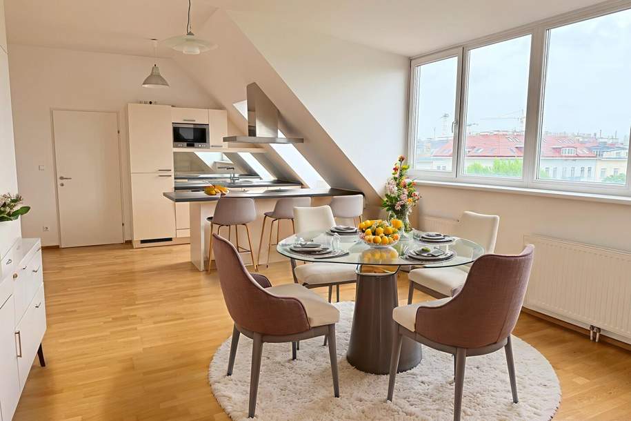 1040! 4 Zimmer Dachgeschoss-Wohnung mit ca. 32 m² großer Terrasse mit traumhaften Fernblick, Wohnung-miete, 2.673,78,€, 1040 Wien 4., Wieden