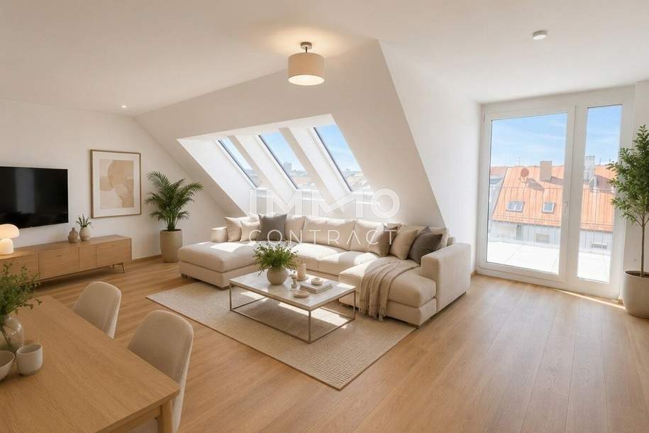 Einzigartige 3-Zimmer-Dachgeschoßwohnung mit hofseitiger Terrasse in U-Bahn-Nähe, Wohnung-kauf, 499.600,€, 1120 Wien 12., Meidling