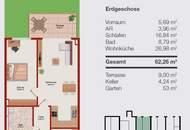 2-Zimmer-Gartenwohnung mit Küche und großzügigen Terrassen-Gartenbereich.
