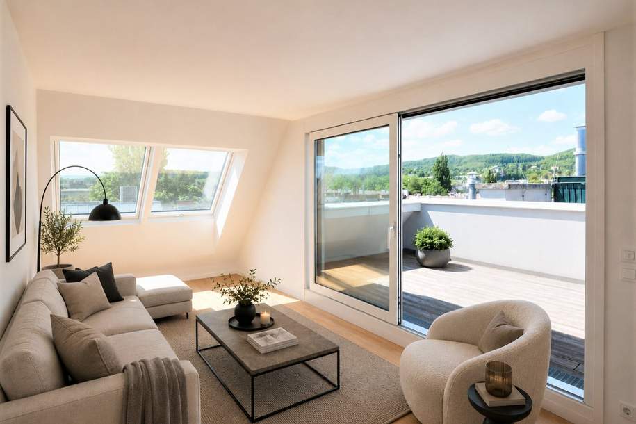 Exklusive Dachgeschosswohnung mit Terrasse &amp; Fernblick – modernes Wohnen in begehrter Lage des 13. Bezirks, Wohnung-kauf, 539.000,€, 1130 Wien 13., Hietzing