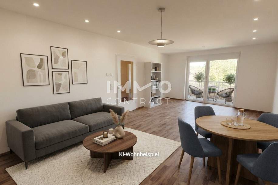 Erstbezug -Helle 2-Zimmer-Wohnung mit Balkon und Loggia in Großstelzendorf, Wohnung-legalform.mietkauf, 590,€, 2013 Hollabrunn