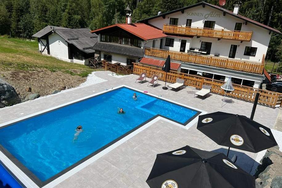 INVESTMENT IM SKI-GEBIET STUHLECK | Hotel mit Betreiber direkt an der Piste | 2020 Generalsaniert | 16 Gästezimmer (Studie für Erweiterung vorhanden) | Restaurant mit Sonnenterrasse | Outdoor-Pool, Gewerbeobjekt-kauf, 2.100.000,€, 8684 Bruck-Mürzzuschlag