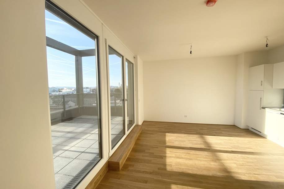 ANLAGE-WOHNUNG 3 Zimmer - TERRASSE Dachgeschoss mit Weitblick mit ca 40m² Dachterrasse, Wohnung-kauf, 511.300,€, 1220 Wien 22., Donaustadt