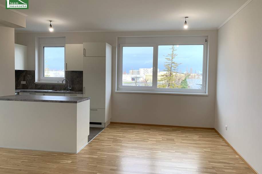 Modernes Wohnen mit hochwertiger Ausstattung im MARKHOF! Küchenhalbinsel und große Loggia! GEMEINSCHAFTLICHE DACHTERRASSE!, Wohnung-miete, 1.148,58,€, 2320 Bruck an der Leitha