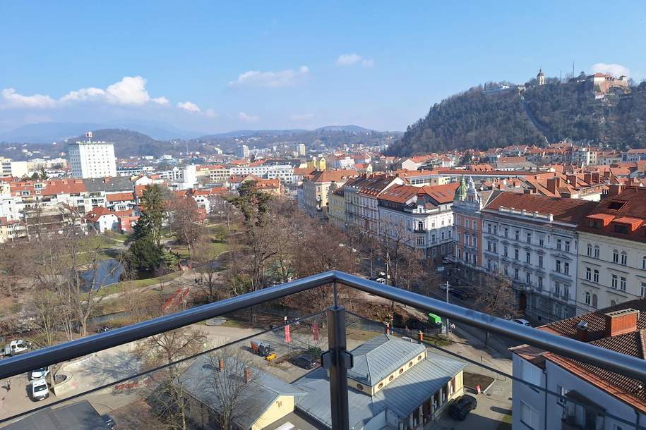 Rundum Stadtblick: 3-Zimmer-Wohnung mit Terrasse und Balkon I Bezirk Lend, Wohnung-miete, 1.080,00,€, 8020 Graz(Stadt)